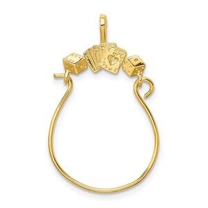 Million Charms 10k Yellow Gold Cards and Dice Charm Holder Genuine Gold